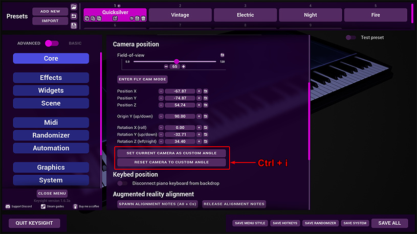 Custom angle