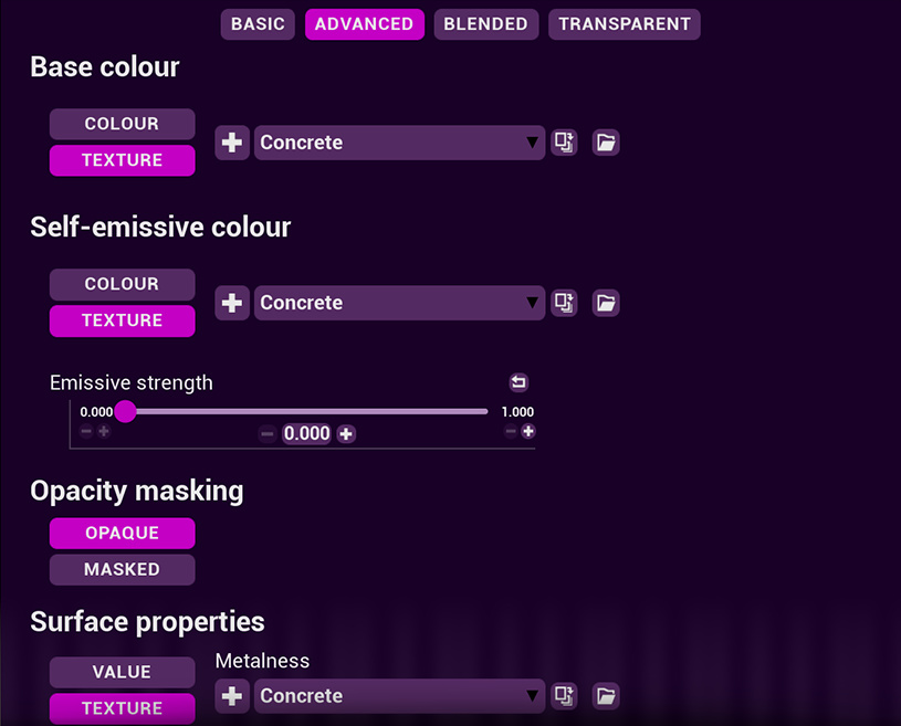 Material menu