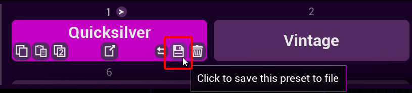 Save single preset
