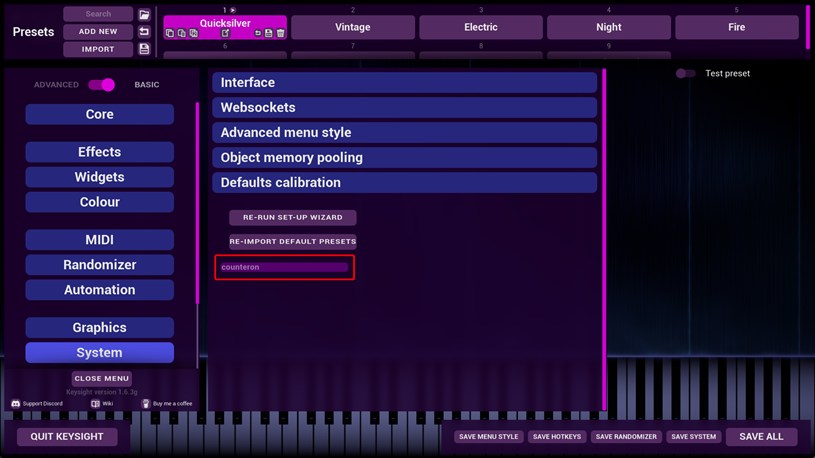 Console command field